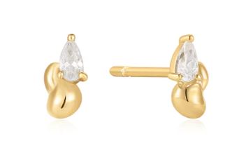 Gold Twisted Wave Stud Earrings