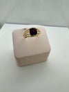 Checkerboard Garnet with Rope Design Ring