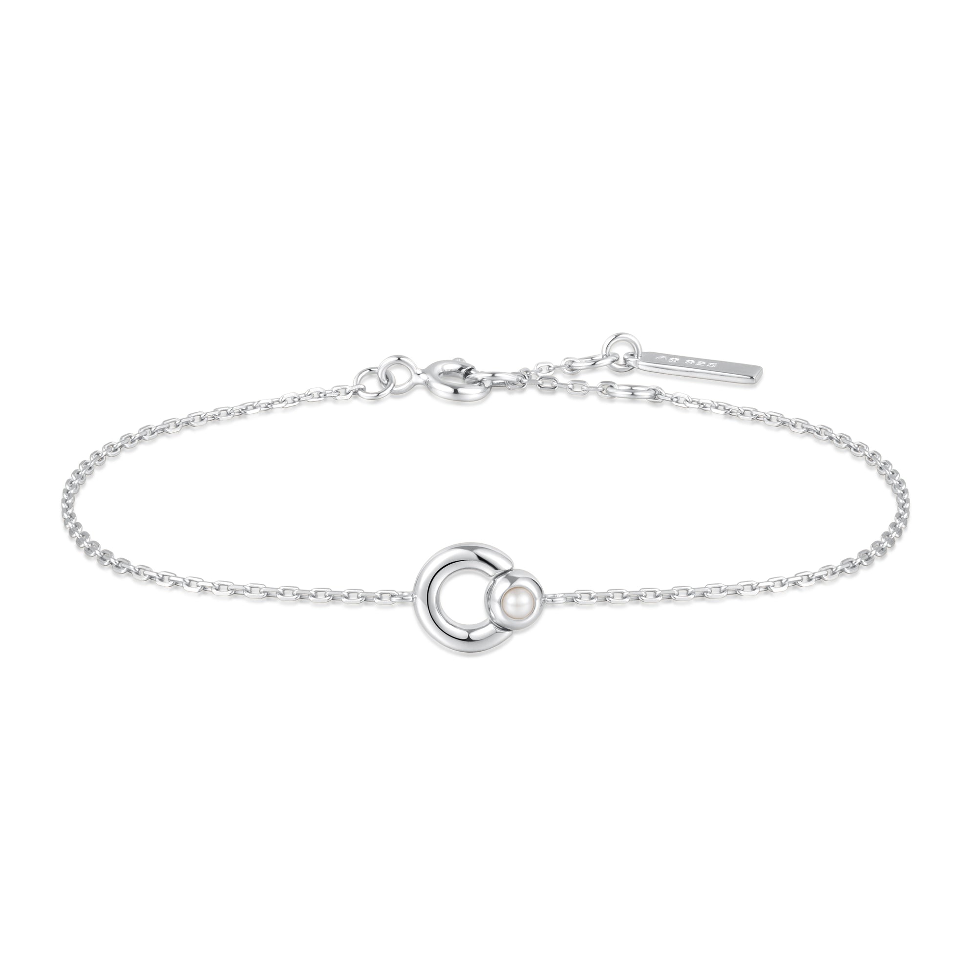 Silver Hoop Freshwater Pearl Bracelet