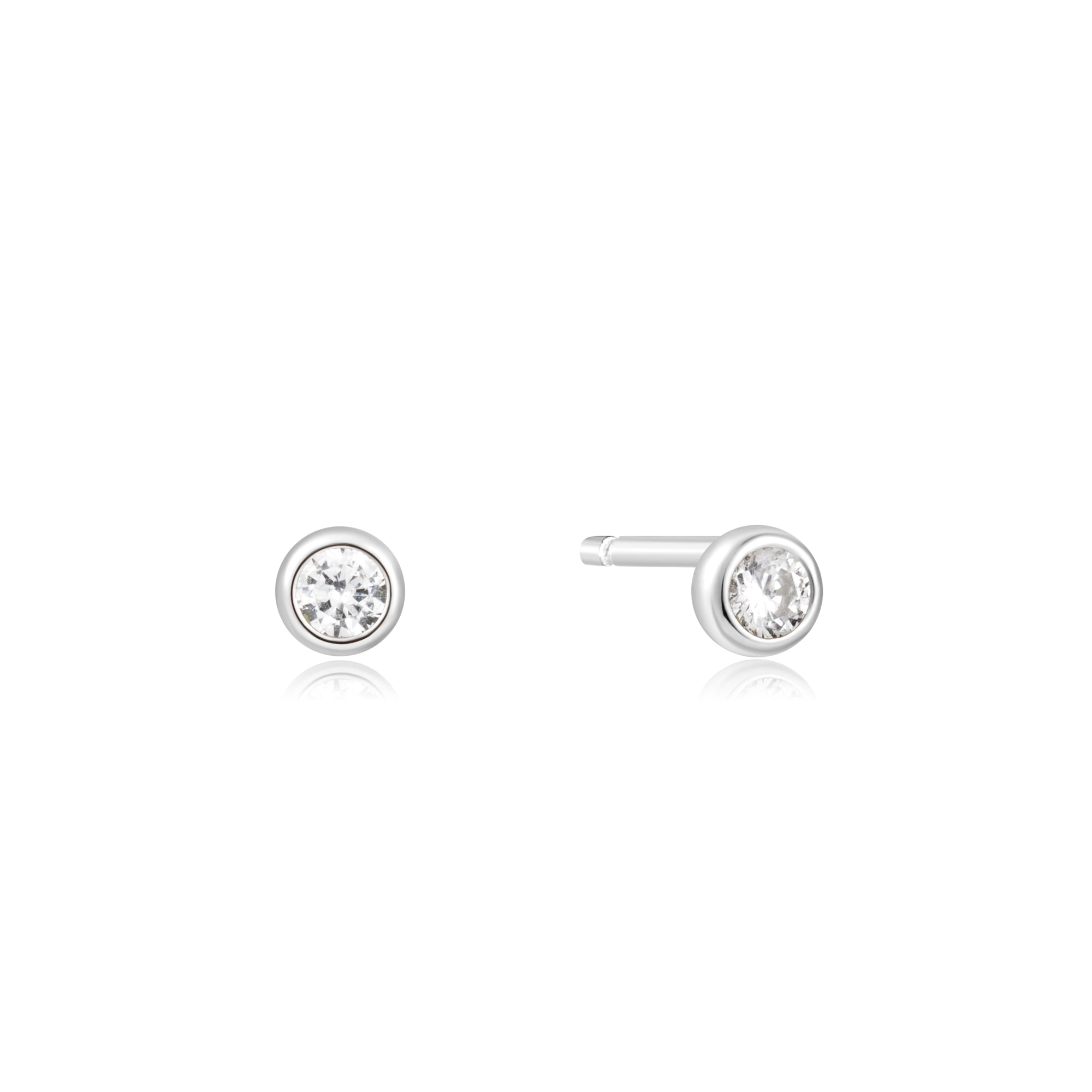 Silver Solitaire Cubic Zirconia Studs