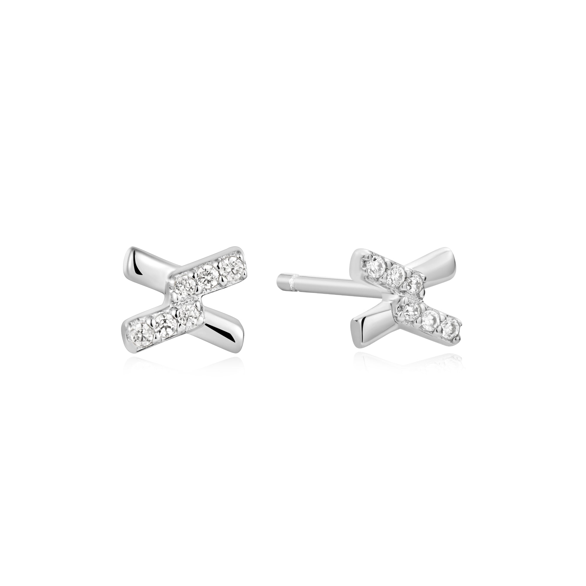 Silver Cross Cubic Zirconia Studs