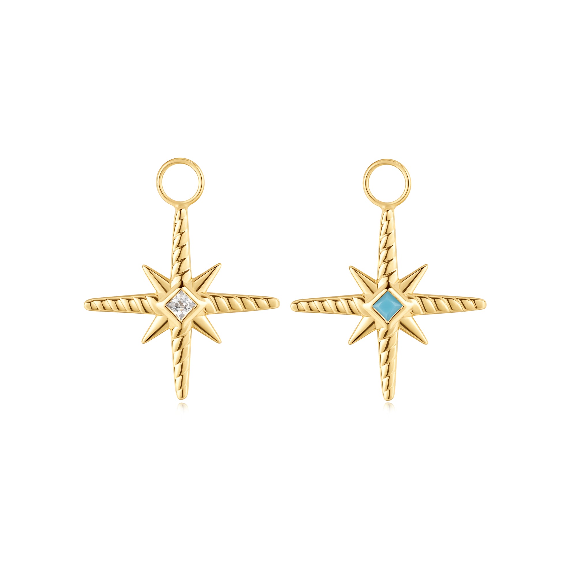 Gold Turquoise and Cubic Zirconia Star Earring Charm