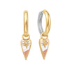 Two Tone Good Fortune Charm Hoop Earrings