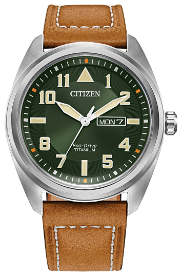 Gents Eco-Drive Citizen Watch With a Brown Leather Strap