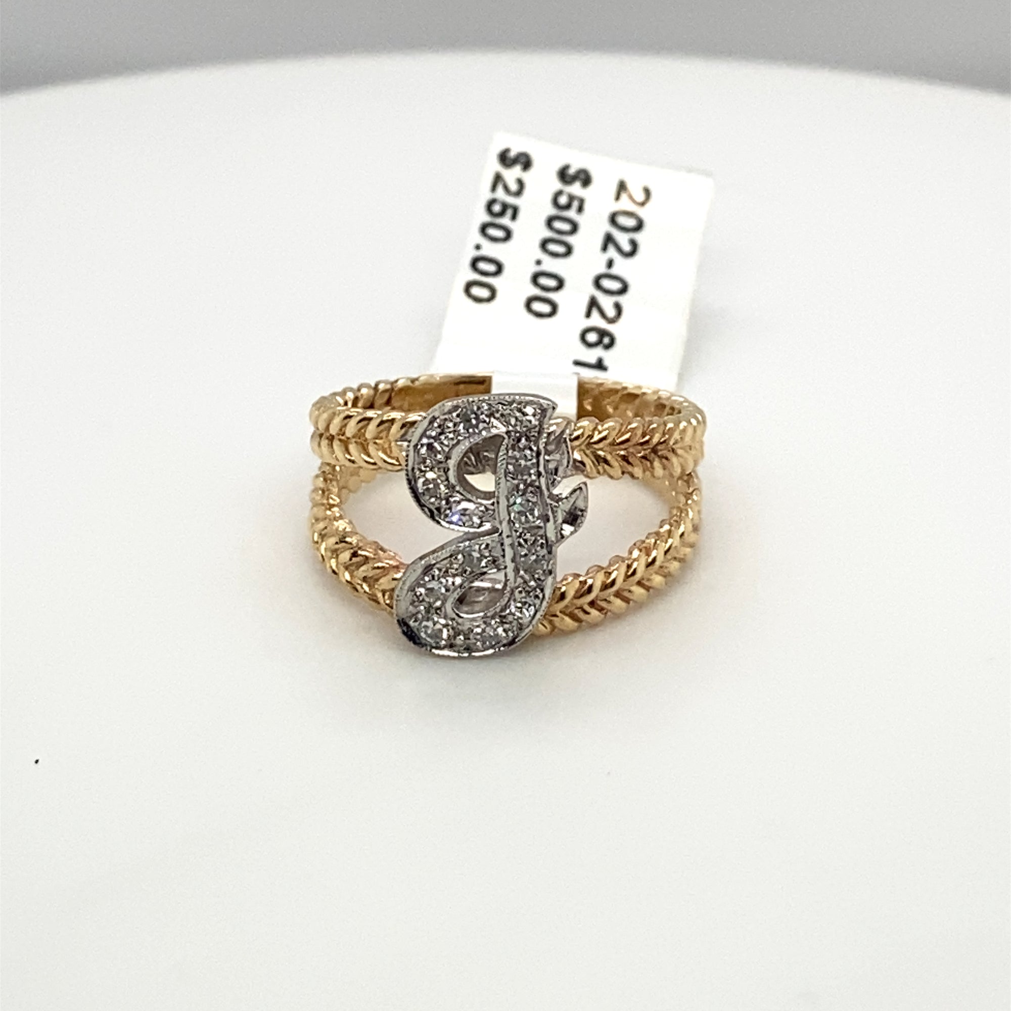 10KT Yellow Gold J Initial Ring