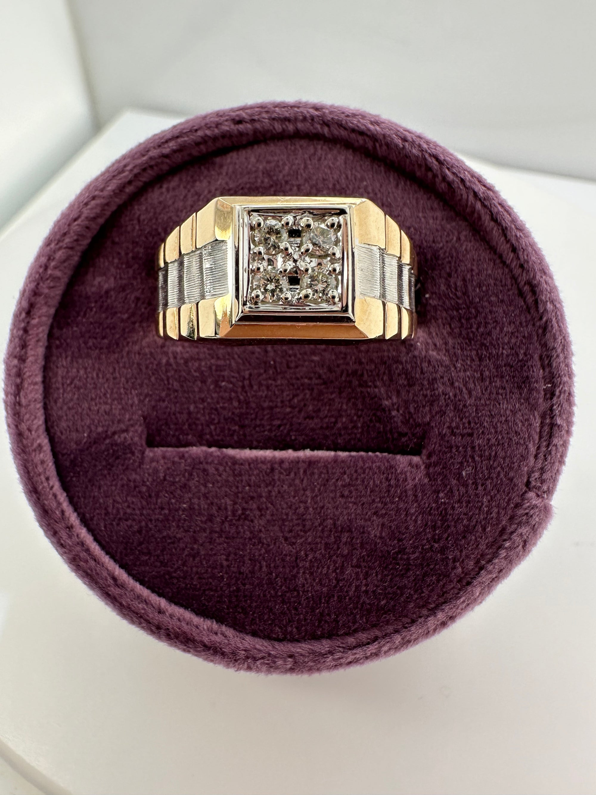 14K Two Toned Diamond Gents Ring