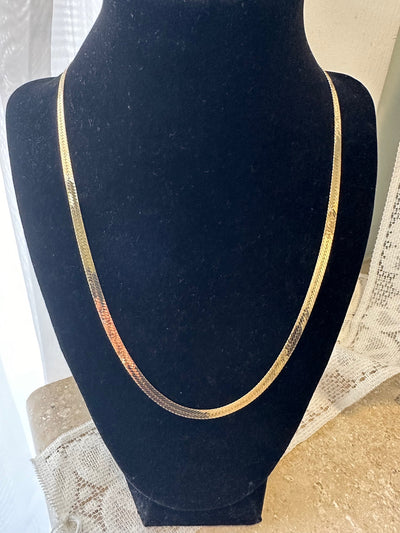 20" 14K Yellow Gold Reversible Patterned Herringbone Chain