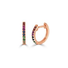 Rose Gold Multi-Sapphire Huggie Hoops