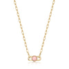 Gold Orb Rose Quartz Link Necklace