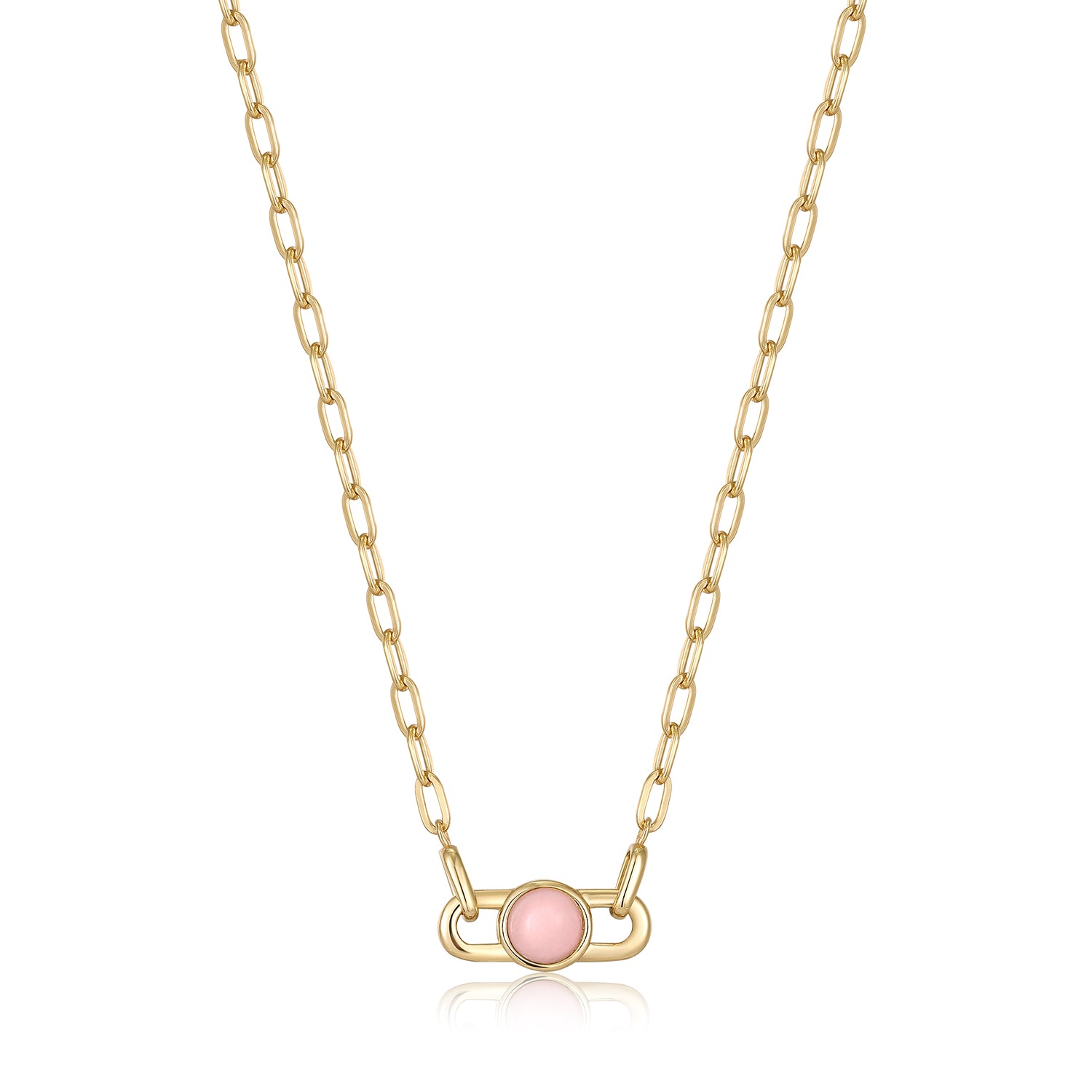 Gold Orb Rose Quartz Link Necklace