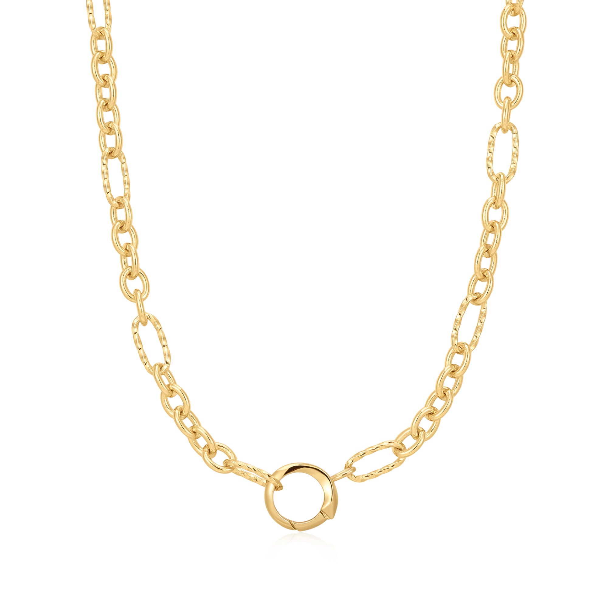 Gold Mixed Link Charm Chain Connector Necklace