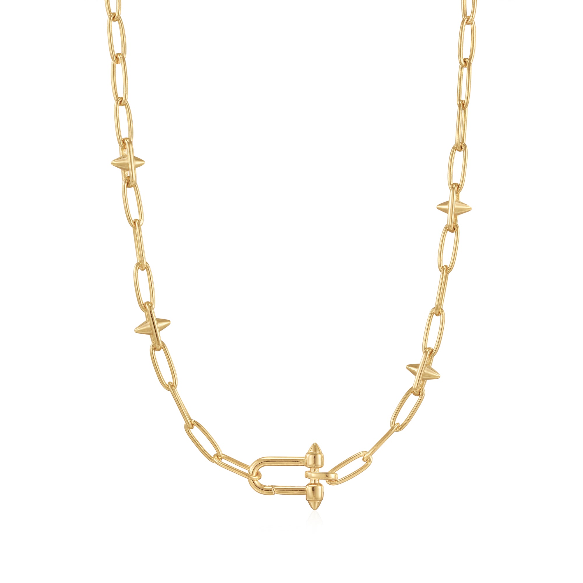 Gold Stud Link Charm Necklace