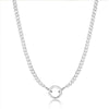 Silver Curb Chain Charm Connector Necklace