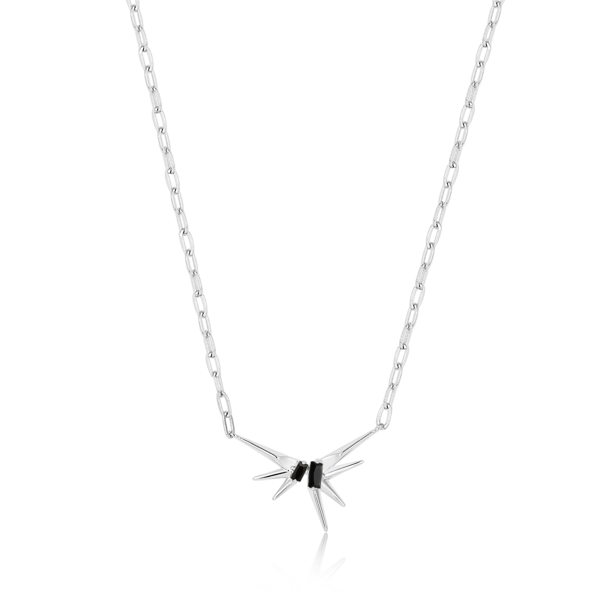 Silver Sparkle Spike Pendant Necklace