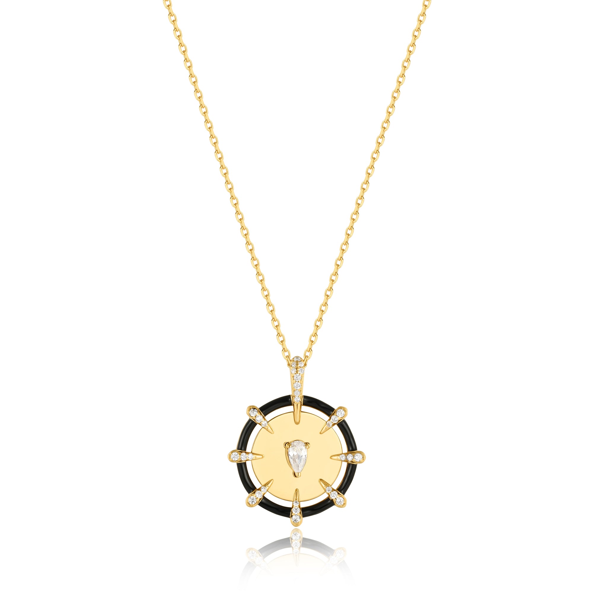 Gold Sparkle Point Medallion Necklace