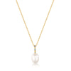 Gold Gem Pearl Drop Pendant Necklace