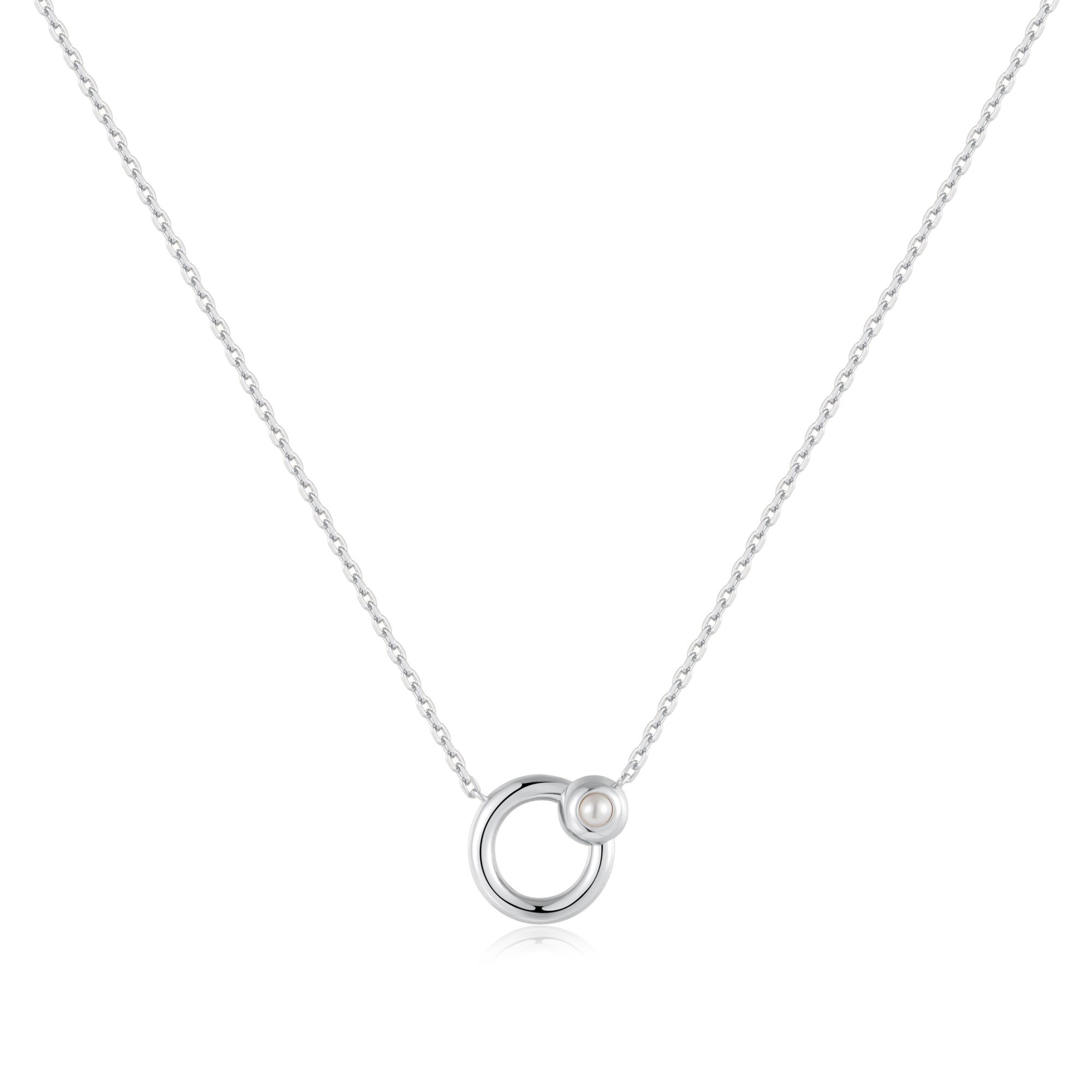 Silver Hoop Freshwater Pearl Necklace