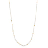 Gold Freshwater Pearl and White Cubic Zirconia Bezel Set Slider Necklace