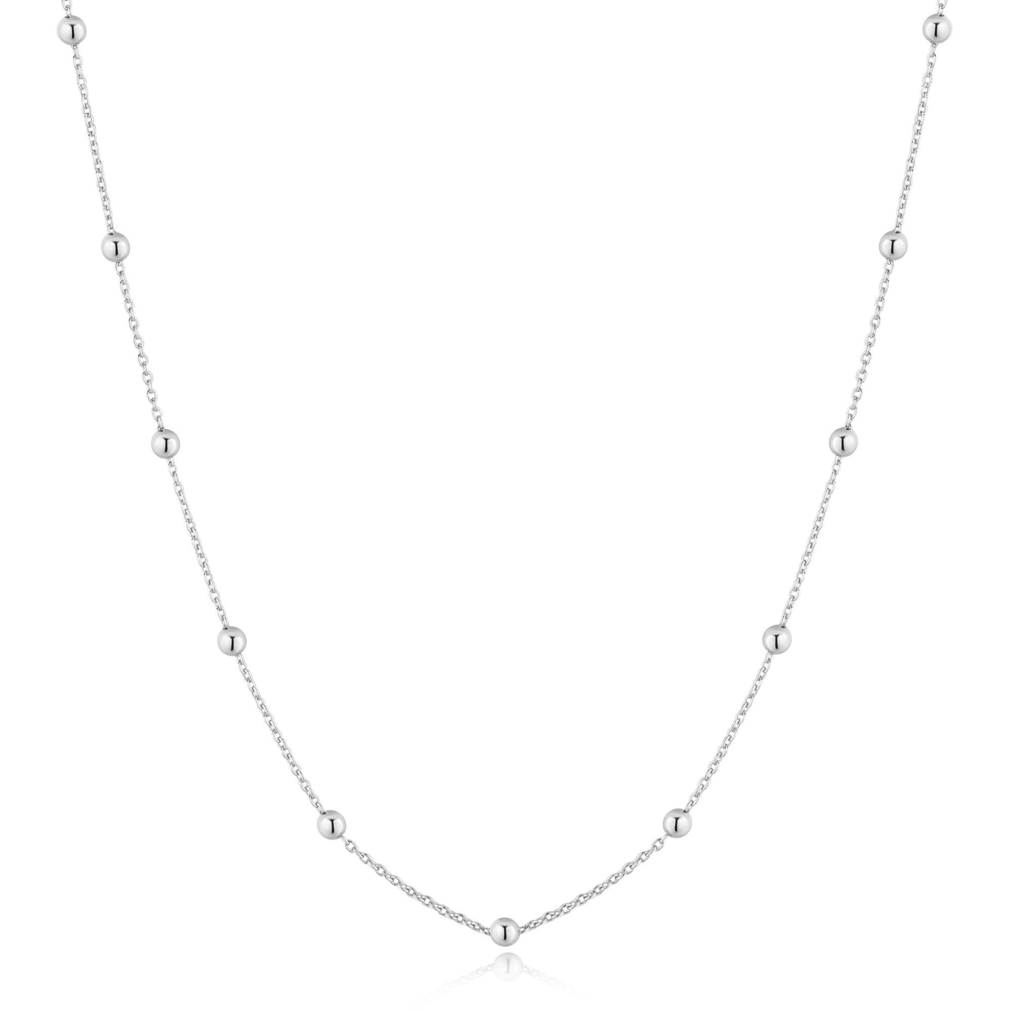 Silver Beaded Chain Necklace