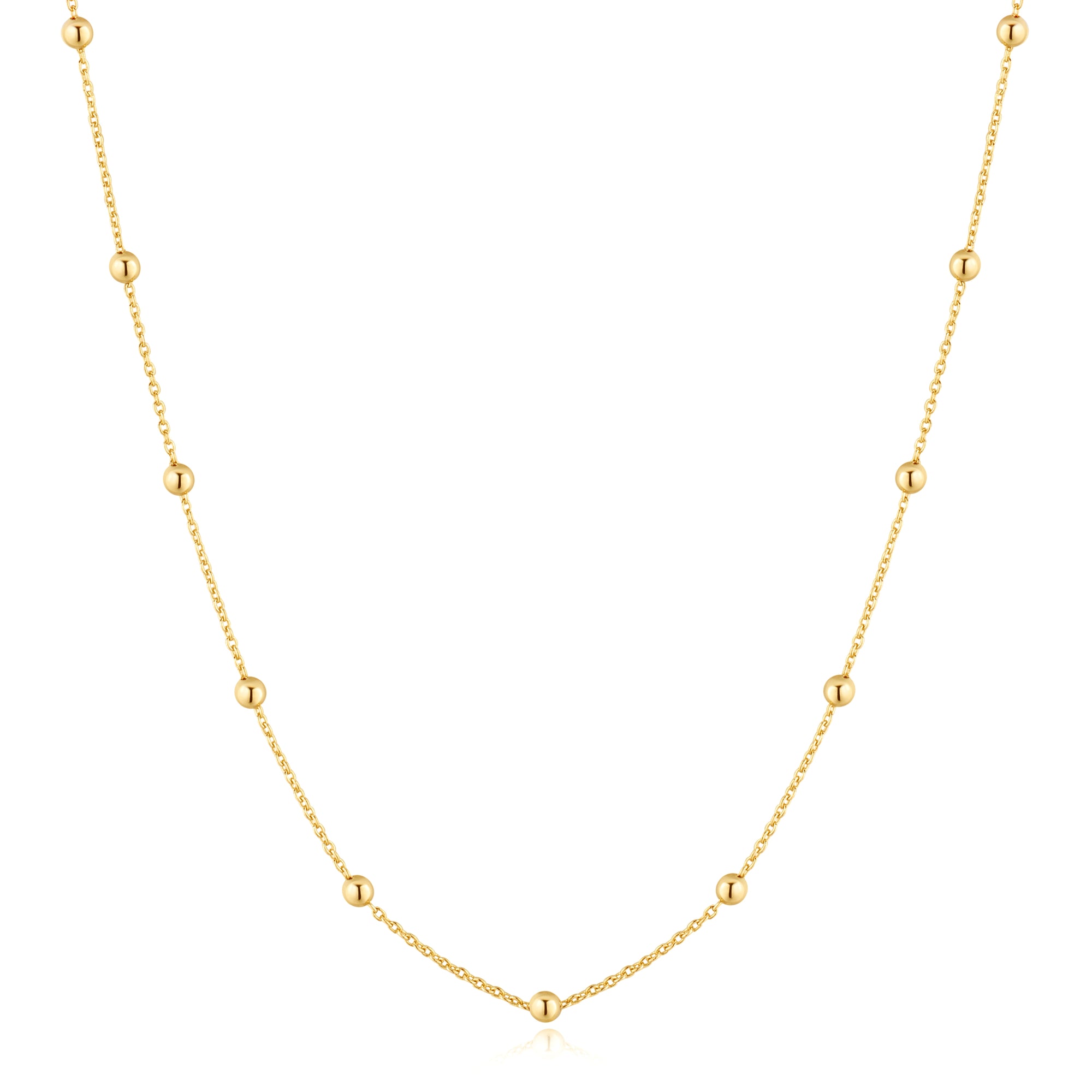 Gold Bobble Long Chain Necklace