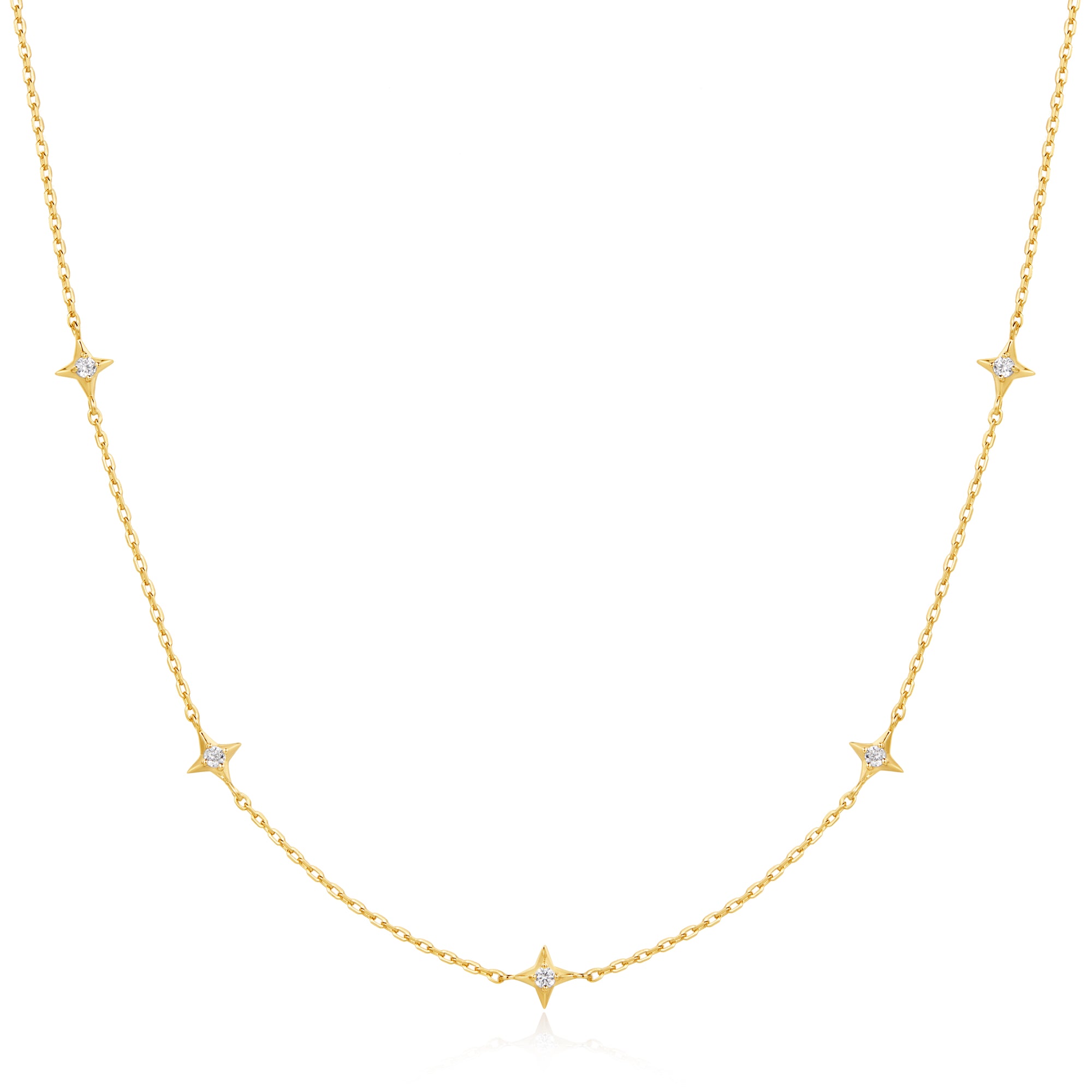 Gold Stars Station Necklace