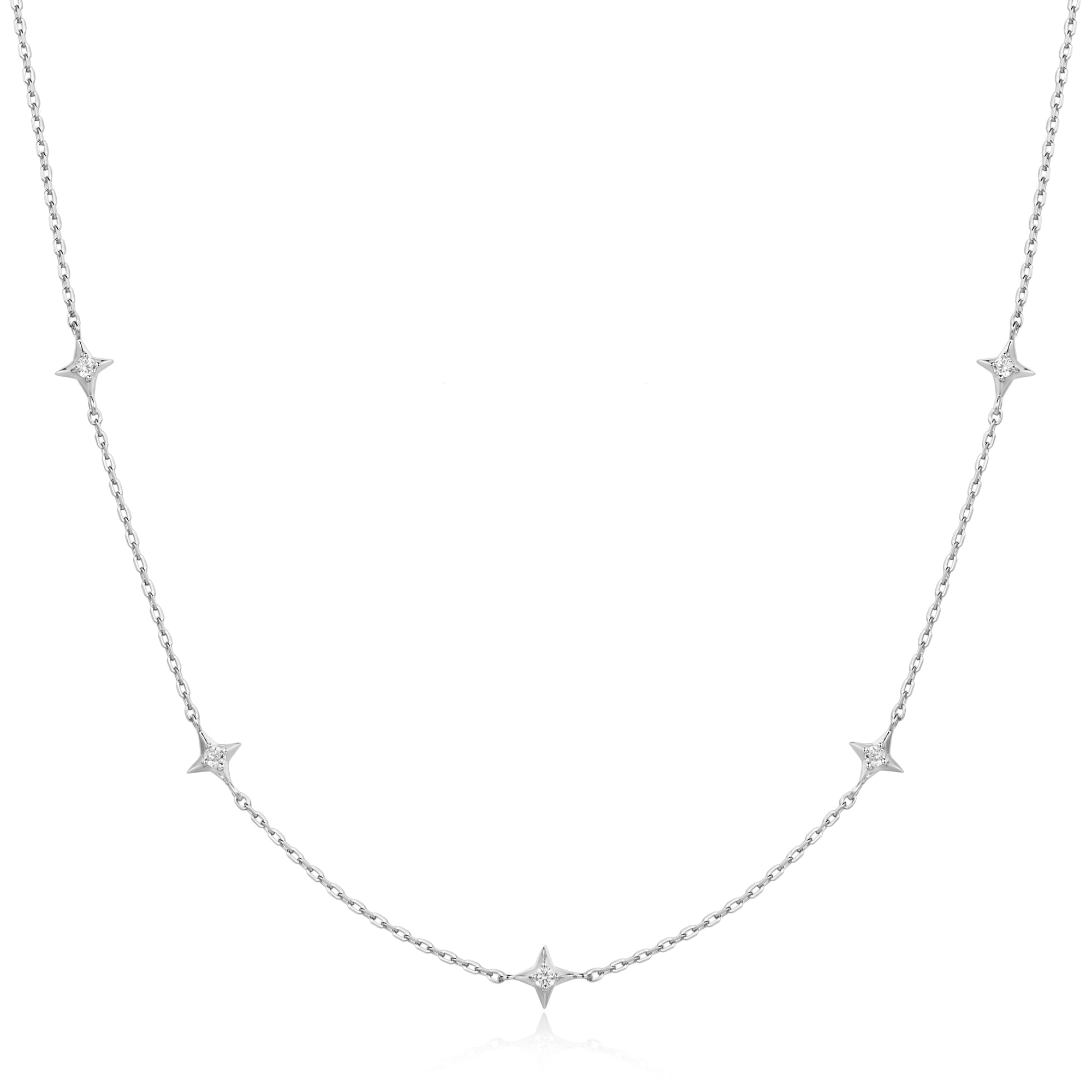 Silver Stars Station Necklace