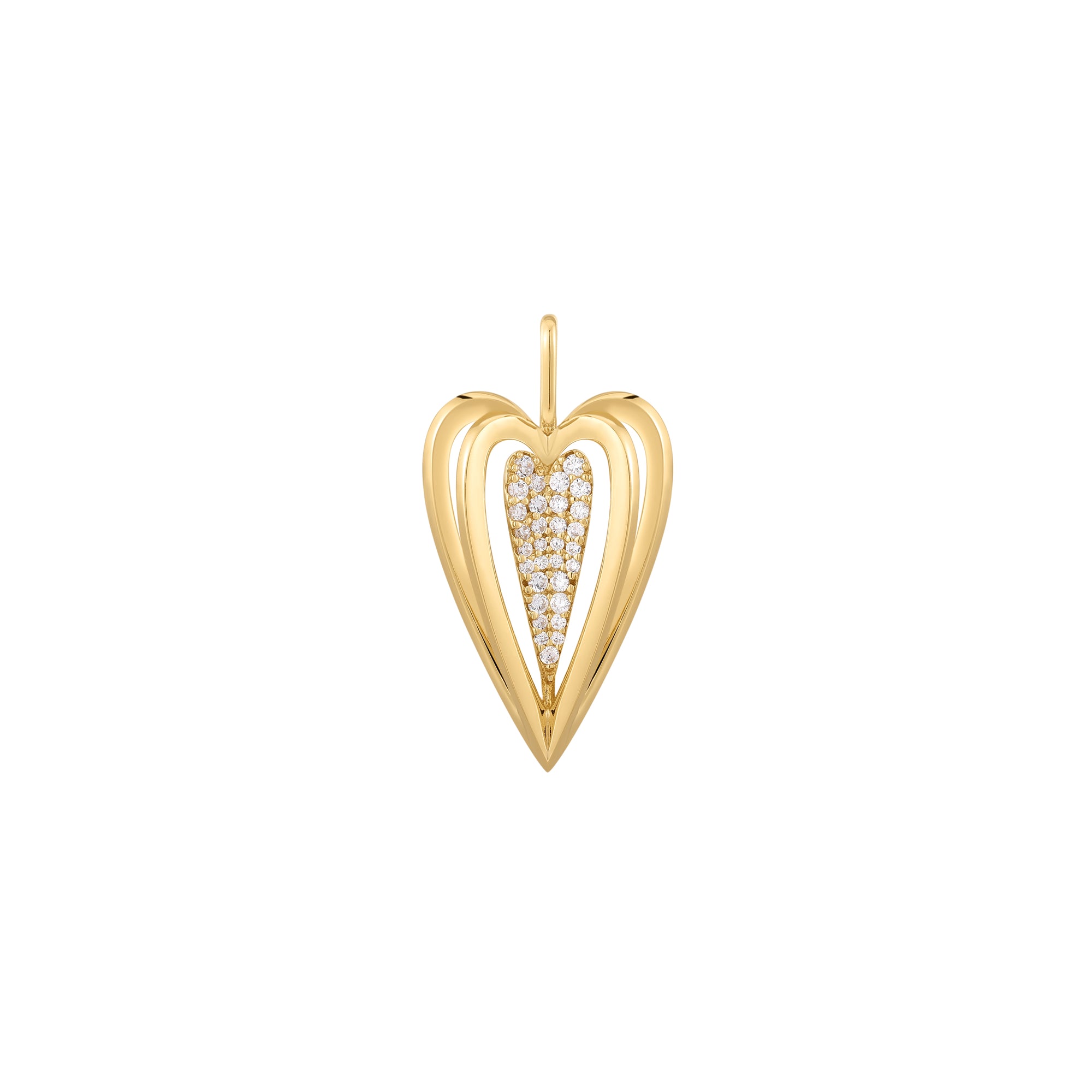 Gold Sculpted Heart Charm