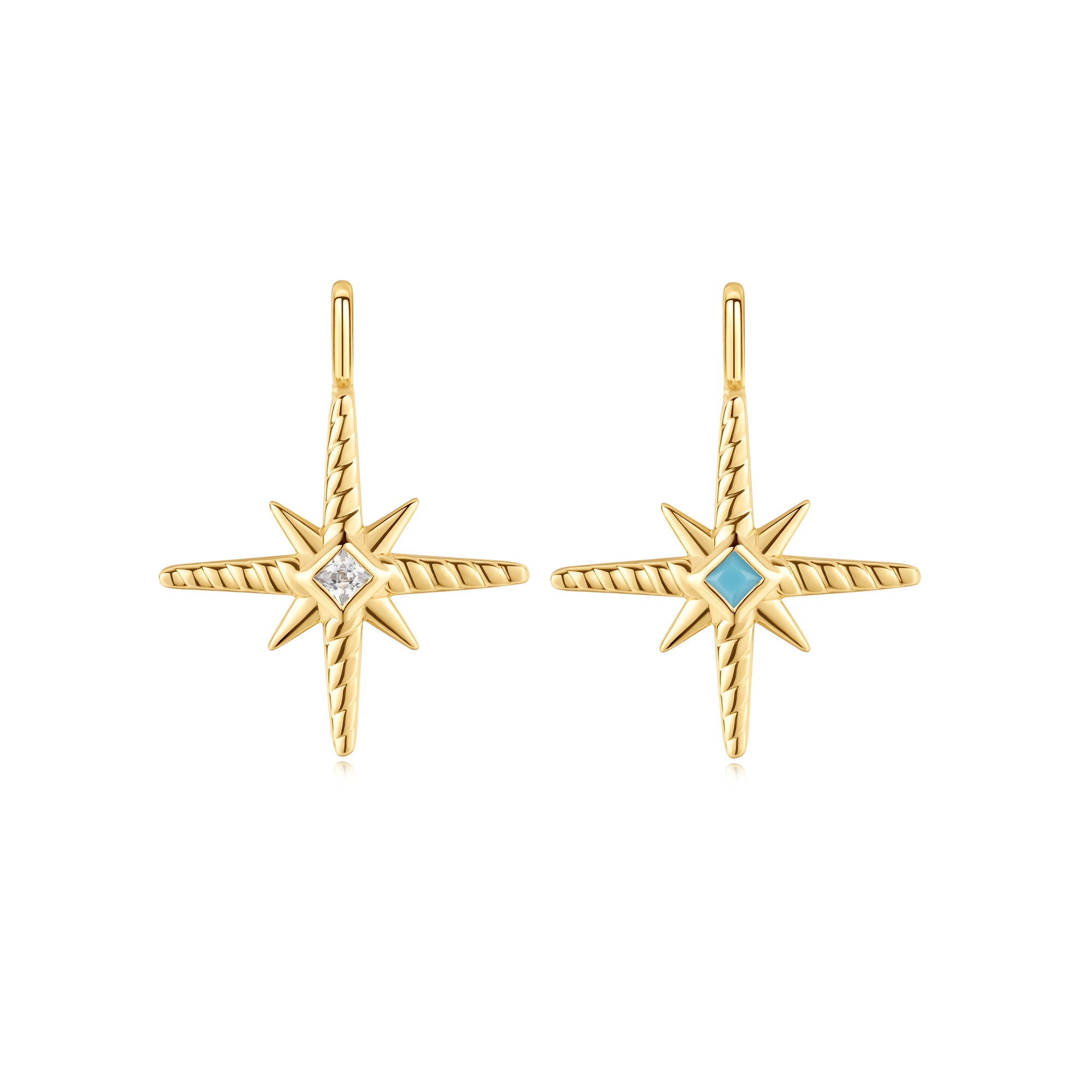 Gold Turquoise and Cubic Zirconia Star Charm