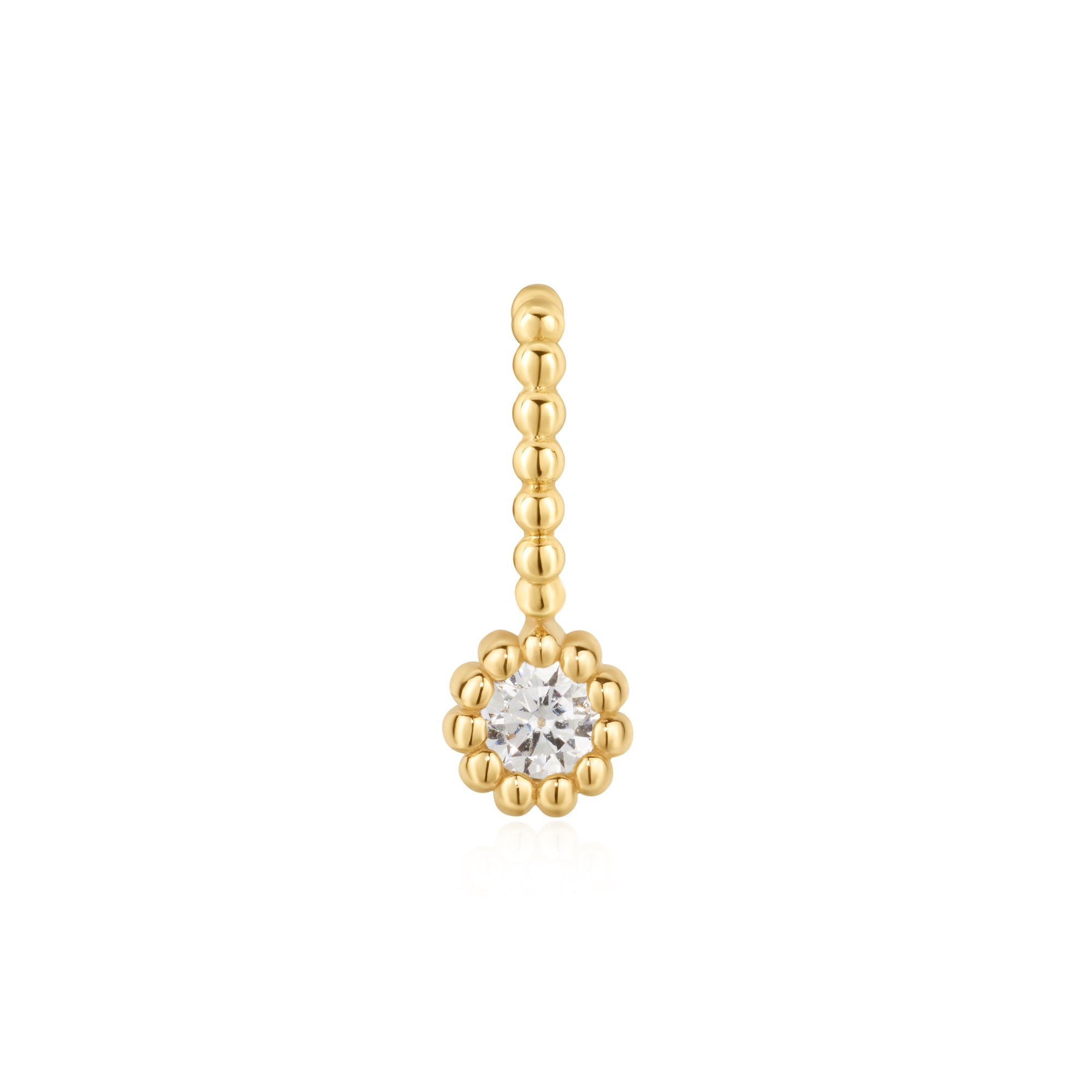 Gold Round Beaded Bezel Set Charm