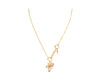 Gold Flower Power Pink Charm Necklace