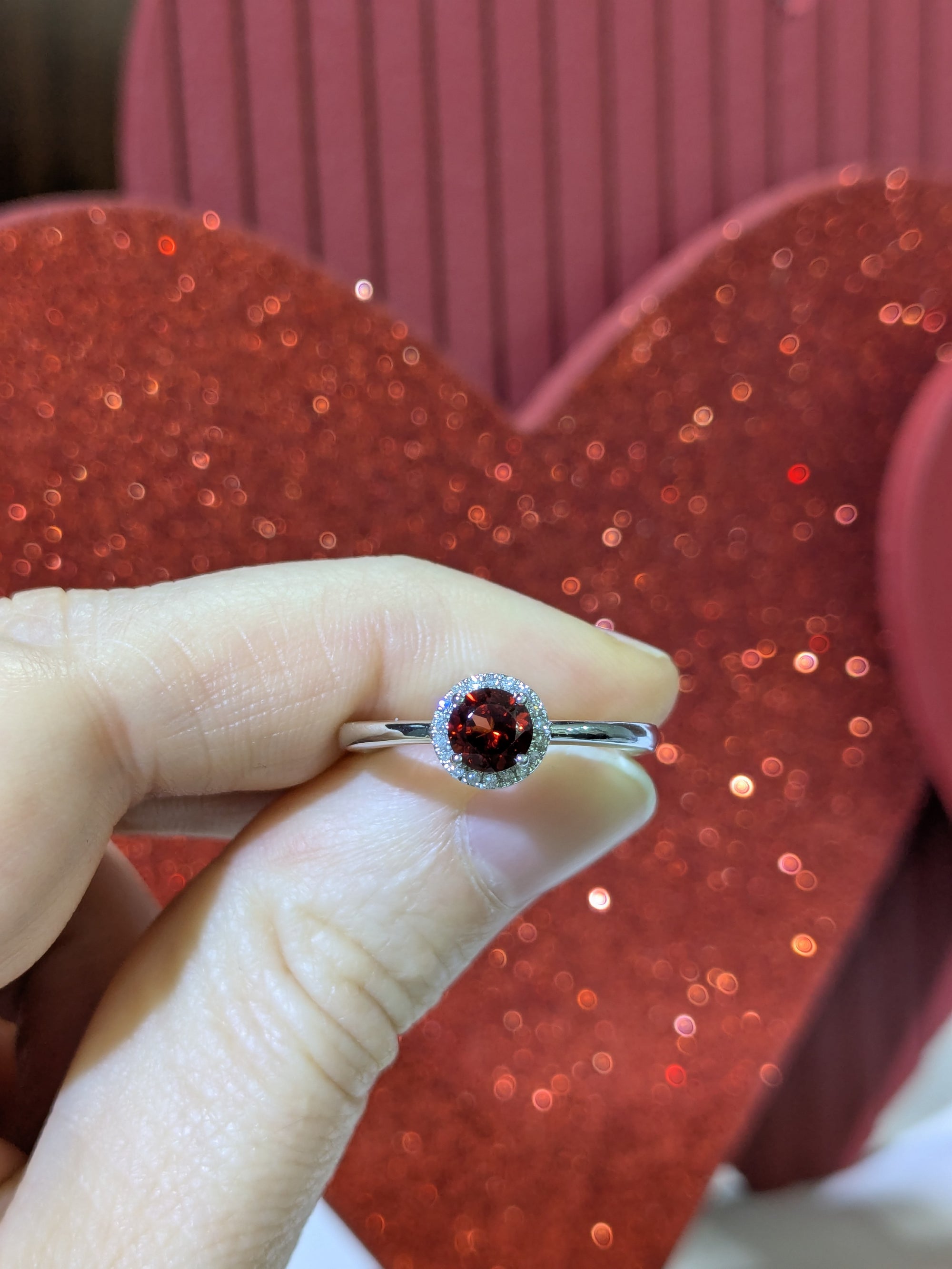 Garnet Halo Ring