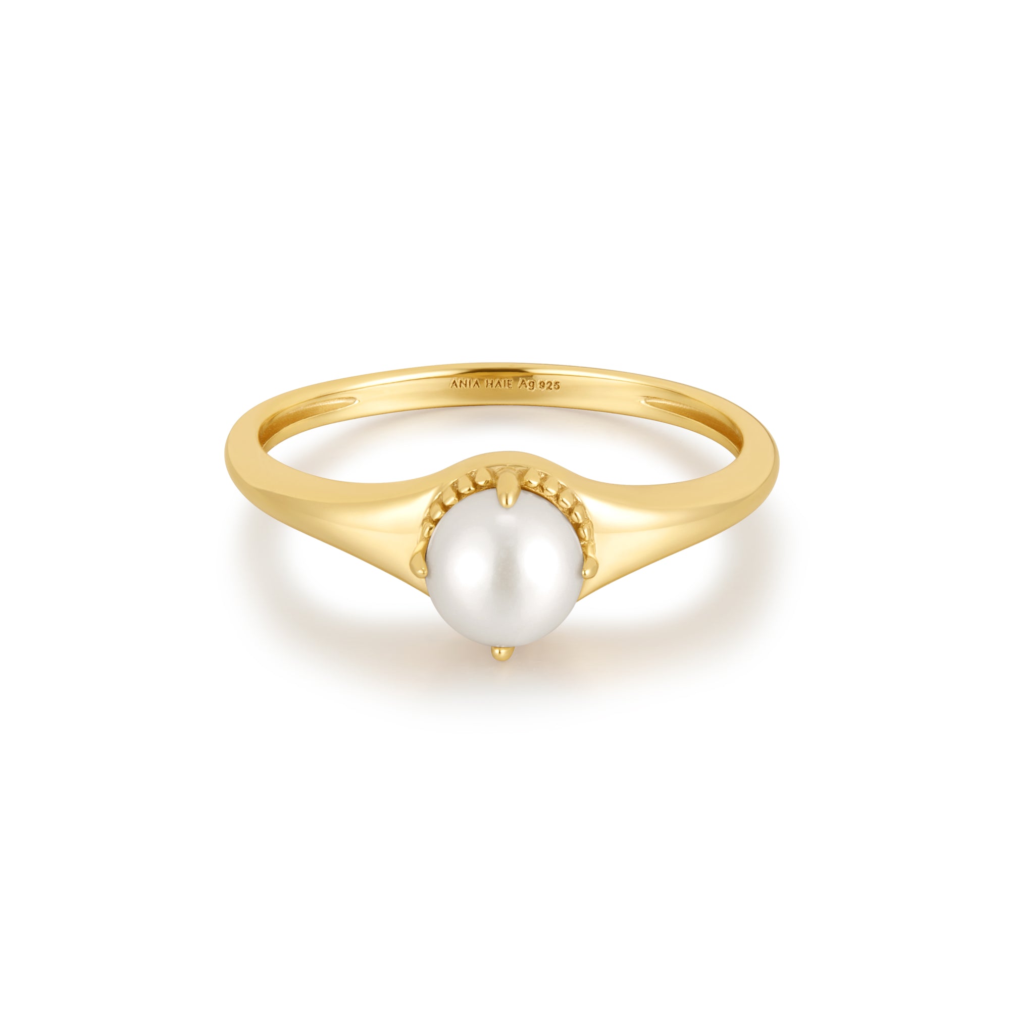 Gold Freshwater Pearl Stacking Ring