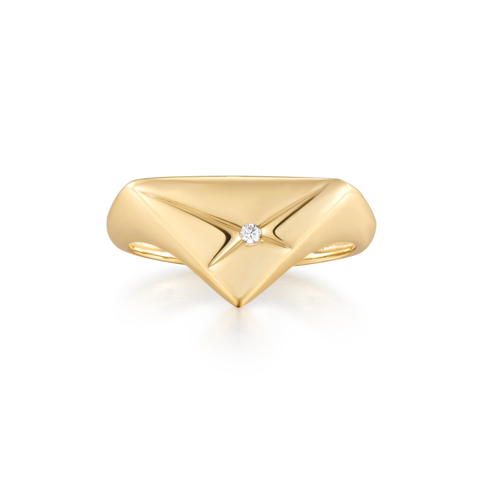 Gold Kiss Triangle Ring