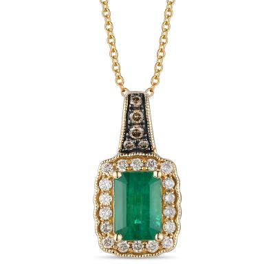 3.7 Carat Emerald Pendant Necklace w/ Diamonds