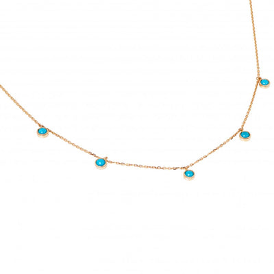 Yellow Gold Turquoise Droplet Necklace