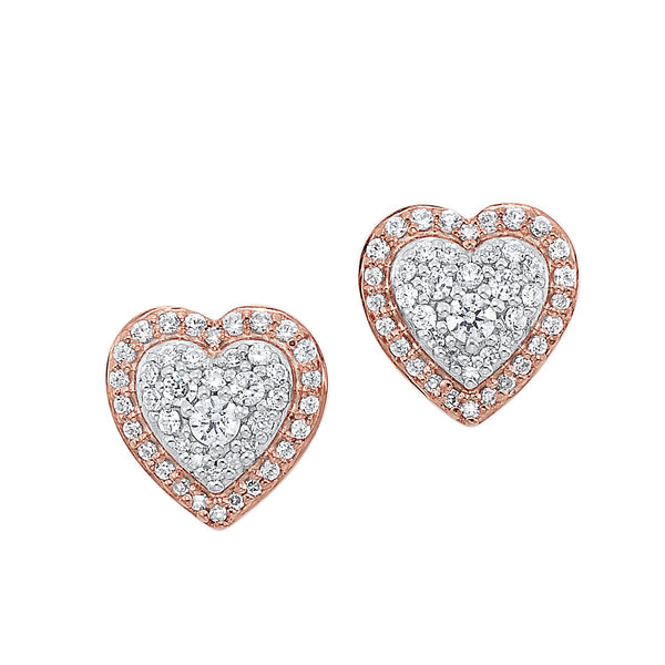 Beveled Bezel Studs Heart - 18K Champagne Gold