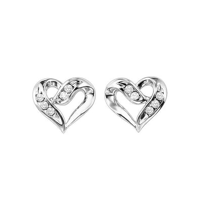 Sterling Silver Diamond Heart Earrings