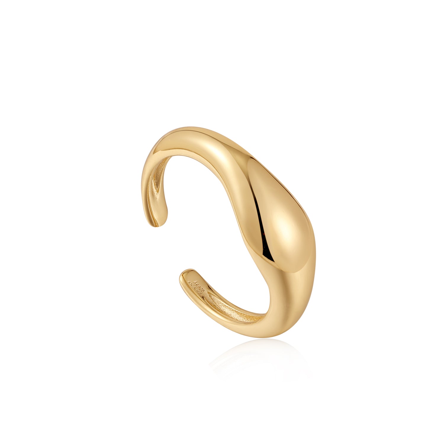 Shankh shaped adjustable ring with intricate design – Odara Jewellery