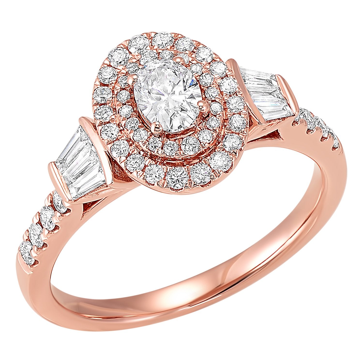 14K Rose Gold Round Cluster Diamond Engagement Ring
