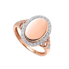 Diamond Vintage Oval Signet Ring in 14k Rose Gold (1/4ctw