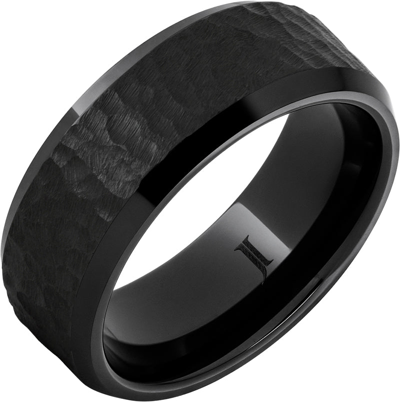 Black Diamond Ceramic Ring With Moon Crater Finish