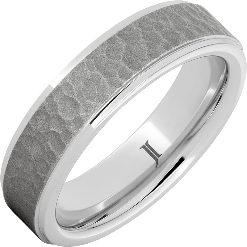 Serinium® Men's Moon Crater Ring with Sandblast Finish